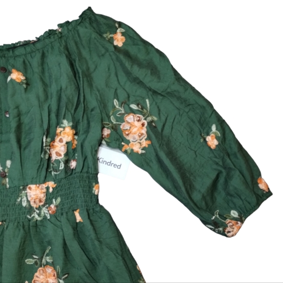 Anthropologie Kindred Embroidered Long Sleeve Off Shoulder Dress - Picture 8 of 16